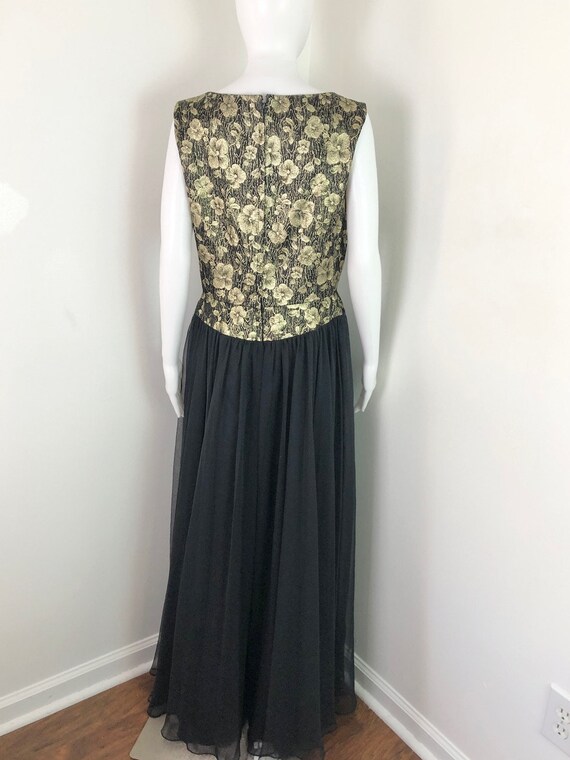 Vintage 1960s Black Chiffon and Gold Lamé Floral … - image 6