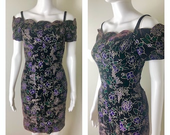 Vintage 90s Velvet Mini Dress by I.O.U