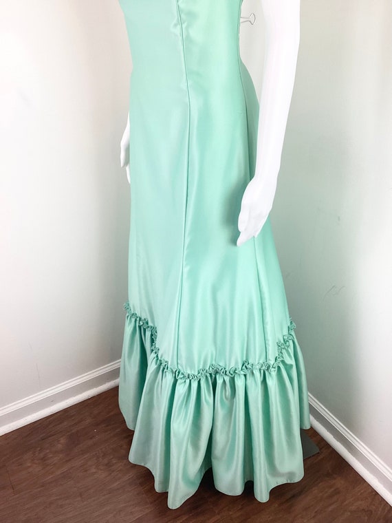 Vintage Y2K Mint Green Trumpet Style Halter Party… - image 6