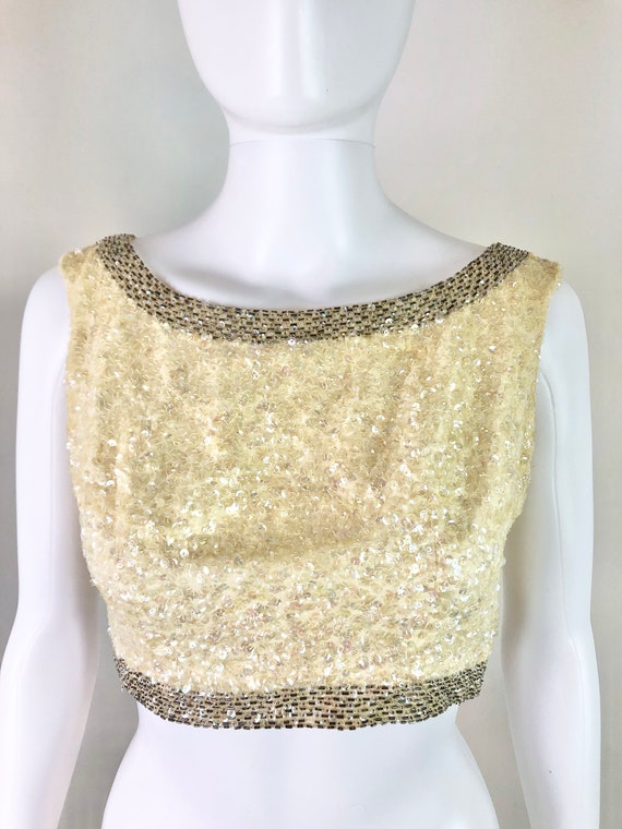 Vintage 1960s Retro Hollywood Style Cropped Sequi… - image 3