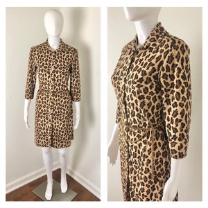 Vintage 90s Express “World Brand” leopard shirt dress