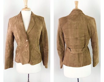 Vintage 1970s Brown Suede Leather Jacket - Made in Mexico - Small to Medium