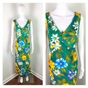 Vintage 1990s Jewel Tone Hawaiian Maxi Dress - Volup Curvy