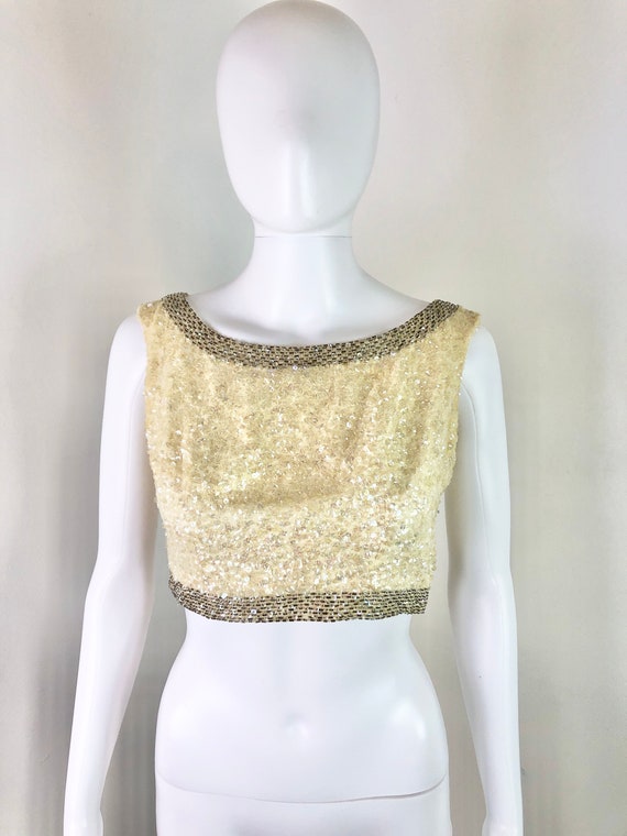 Vintage 1960s Retro Hollywood Style Cropped Sequi… - image 2