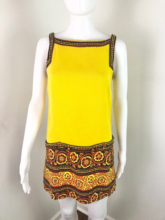 Vintage 1960s Mini Batik-style Go-Go Dress by Gay… - image 3