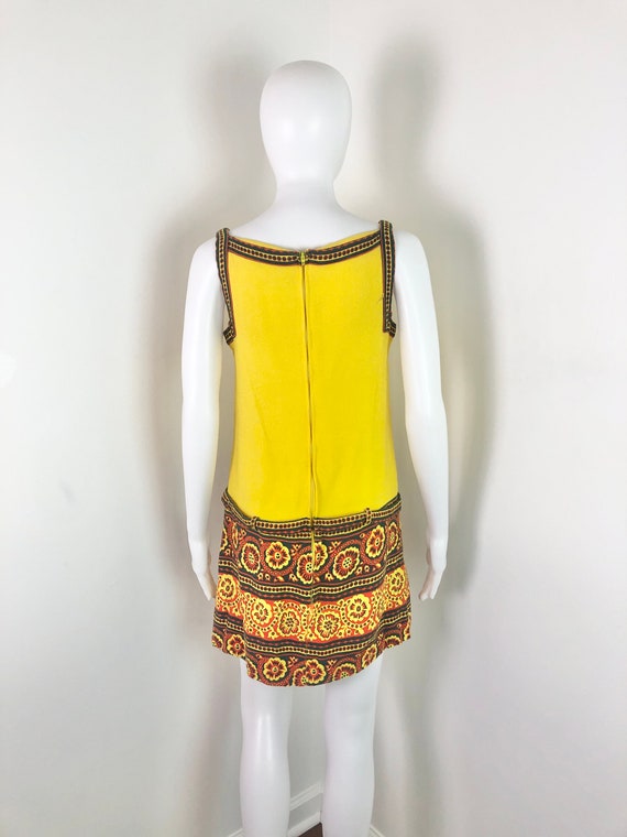 Vintage 1960s Mini Batik-style Go-Go Dress by Gay… - image 5