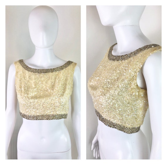 Vintage 1960s Retro Hollywood Style Cropped Sequi… - image 1