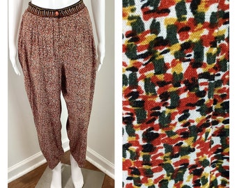 Vintage 1990s “Confetti” Rayon Pants by Platinum by Dorothy Schoefen - Sz Small to Medium