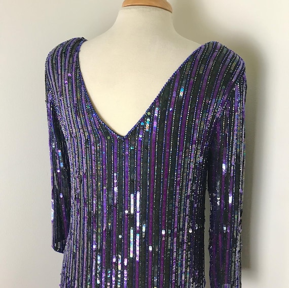 Vintage 1980s does the Roaring 1920s Beaded Flapp… - image 7