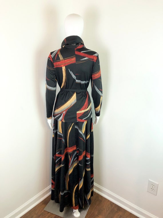 Vintage 1970s Paint Brush Stroke Tunic and Black … - image 9