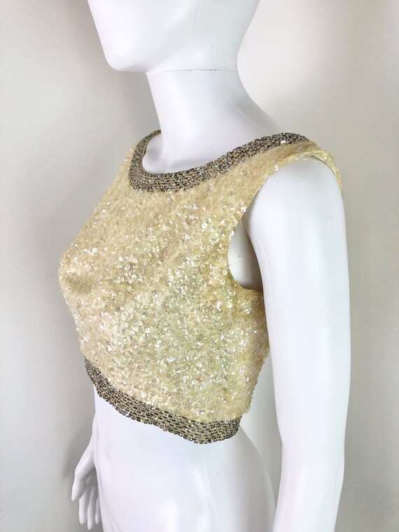 Vintage 1960s Retro Hollywood Style Cropped Sequi… - image 4