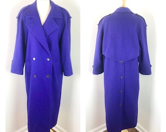 Vintage 1980s Deep Purple Wool British-Style Overcoat by International Scene - Sz Curvy