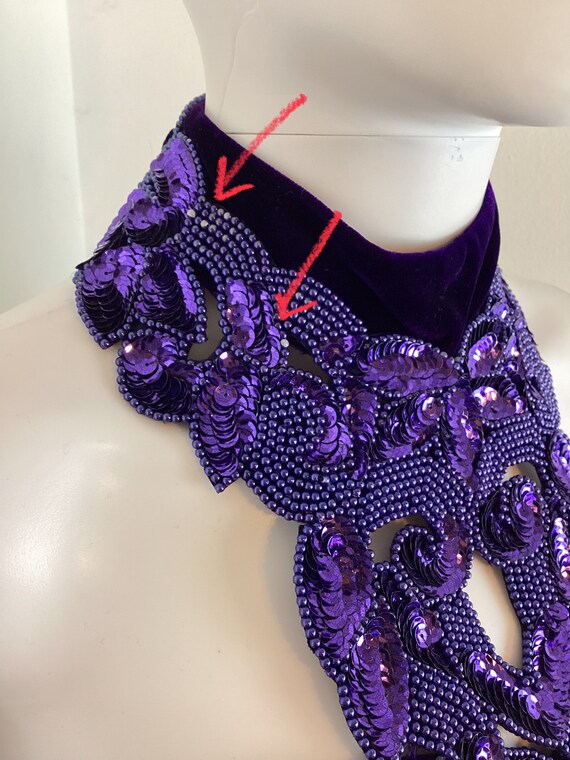 Vintage 1990s Purple Velvet Sequin Halter Party D… - image 9