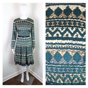 Vintage 1960s Abstract Western Style Print Dress (Union Made) - Sz Medium to Large
