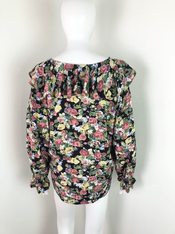 Vintage 90s Floral Peasant Style Poet’s Blouse by… - image 8