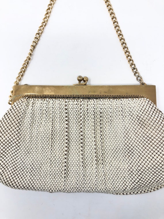 Vintage 1960s Whiting & Davis Cream Mesh Art Deco… - image 3