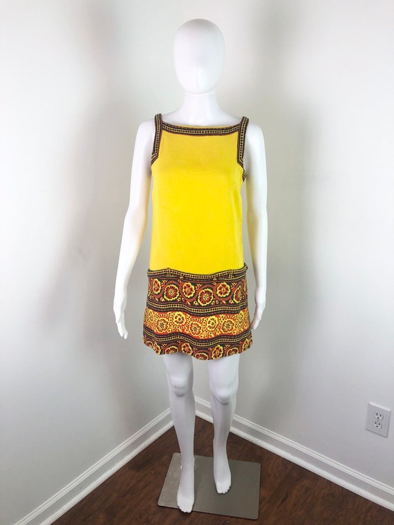 Vintage 1960s Mini Batik-style Go-Go Dress by Gay… - image 2