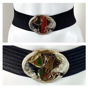 Vintage 1980s White & Black Swan Abstract Belt by Charmant  display picture 1