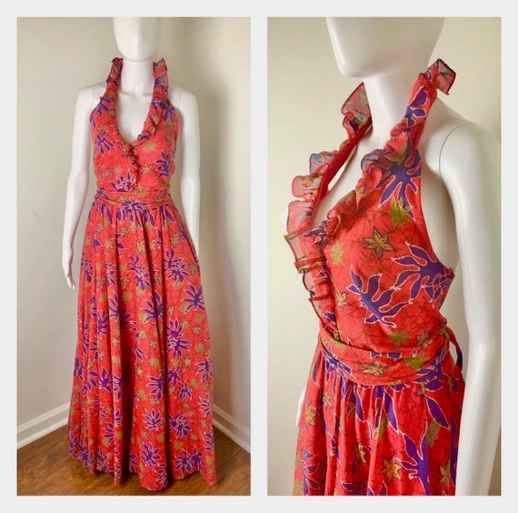 XS to Small - 1970s Batik Maxi Dress by Lilli Dia… - image 1