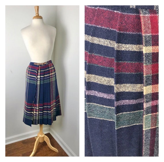 Vintage 80s Tartan Accordion Skirt - image 1