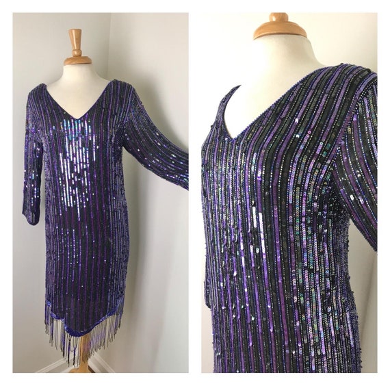 Vintage 1980s does the Roaring 1920s Beaded Flapp… - image 1