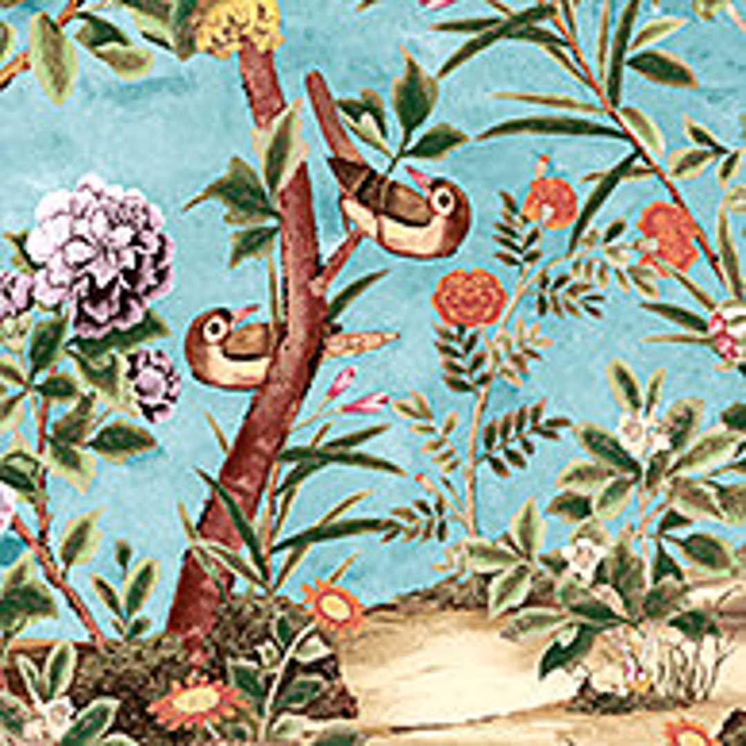 Thibaut Jardin Bloom Mural Wallpaper Samples TM13668 Turquoise - Etsy