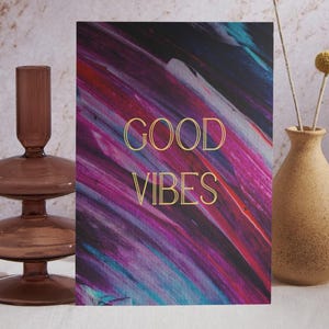 Grußkarte "Pink - Good Vibes" - Fine Art Print aus Original Acryl Werk - 14x10cm - inkl. Umschlag