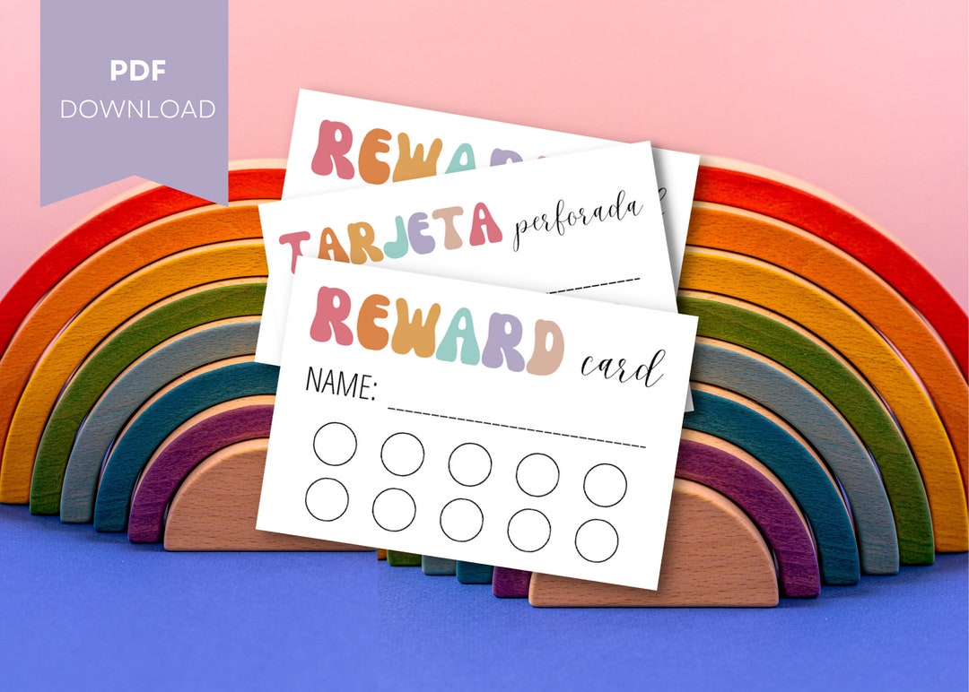 Kids Reward Punch Cards Download English and Spanish Etsy