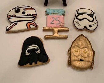 1 dozen Star Wars Cookies  Disney Inspired Cookies. favors, Minnie , Mickey, Party Favors, children party favor cookies, kids party