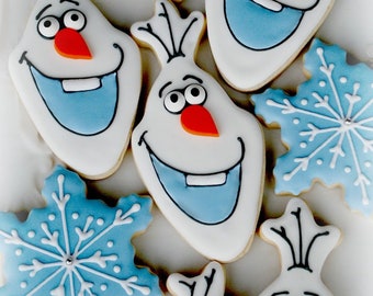 1 dozen Storybook, Olaf Frozen Inspired Cookies. favors, Minnie Party Favors, children party favor cookies, kids party