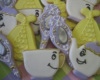 1 dozen Storybook, Beauty and The Beast Inspired Cookies. favors, Minnie Party Favors, children party favor cookies, kids party