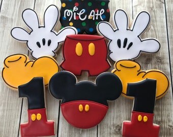 1 dozen Mickey Fun Birthday Disney Inspired Cookies. favors, Minnie , Mickey, Party Favors, children party favor cookies, kids party