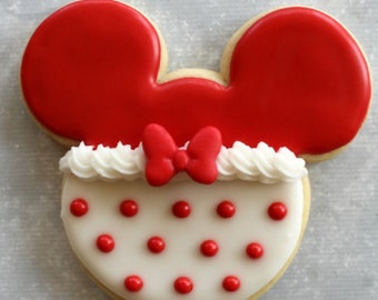 1 dozen Storybook, Minnie Inspired  Christmas , Holiday Cookies. favors, Minnie Party Favors, children party favor cookies, kids party