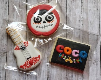 1 dozen COCO Disney  Inspired Cookies. favors, Minnie , Mickey, Party Favors, children party favor cookies, kids party