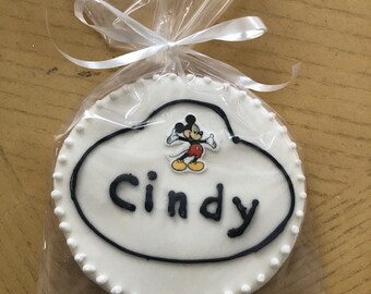 1 dozen Disney Cast member name tag cookies Disney  Inspired Cookies. favors, Party Favors, children party favor cookies, kids party