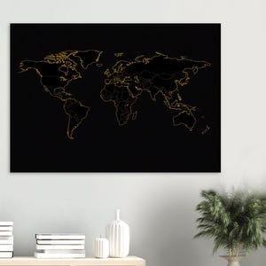 Impression carte du monde dorée