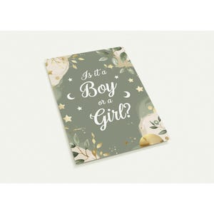 Gender Reveal Invitation Cards - Pack of 10 - Floral Sage Green & Beige with Gold Accents