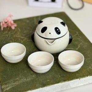 Handmade Panda Ceramic Tea Set - Chinese Style Porcelain Teacup & Teapot, Gift for Tea Lovers