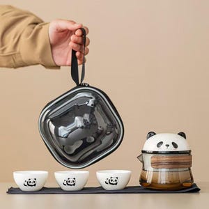 Chinese Panda Tea Ceremony Set - Handmade Porcelain Teapot , Adorable Ceramic Teapot & Cup Gift, Wedding, Birthday, New Home Present