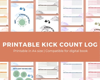 Printable Digital Fetal Kick Counter | Pregnancy Kick Tracker | Baby Movement Monitor | Expecting Mom Gift | Portable Maternity Essential