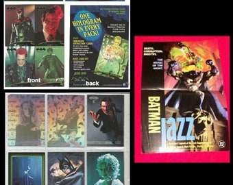 9 1995 batman forever trading cards 2 previews promo metal cards  and batman jazz poster used