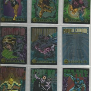 9 assorted 1995 dc legends trading cards used