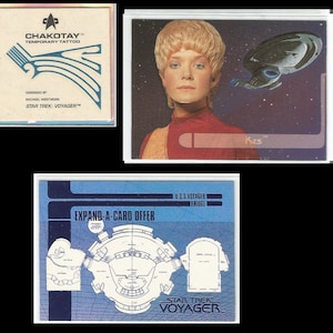 2 star trek voyager collector cards and chakotay tattoo
