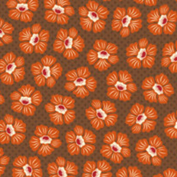 Dominique by Denise Urban - Tossed Flower Heads Brown (22330-A) - 1 Yard