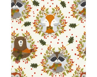 Fox and Racoons by Timeless Treasures - Fox and Racoons (C6760-CREAM) - 1 Yard