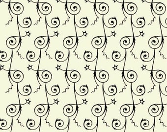 Sew Scary by Janet Wecker-Frisch - Eggshell Swirly Stripe (23862-E) - Quilting Treasures - 1 Yard