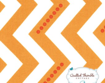 Simply Color by V and Co - Dotted Zig Zag White Sweet Tangerine (10804-16) - 1 yard