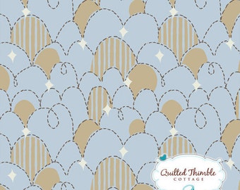 Feather N Stitch by Sarah Watts - Stitched Eggs Blue Linen (110.101.04.2)- 1 Yard