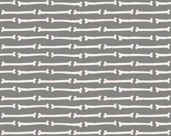 Cats, Bats and Jacks by My Minds Eye - Bones in Gray (C8052-GRAY) - Riley Blake - 1 yard