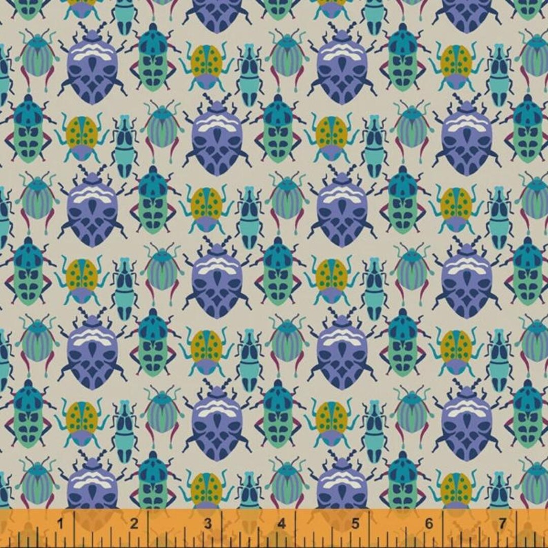 Eden by Sally Kelly for Windham Fabrics - Bug Race Blue (52806-4) - 1 ...